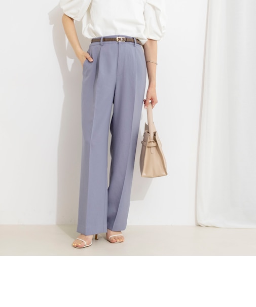 《セットアップ対応》ウォッシャブルストレッチツイル愛されセミワイドパンツ