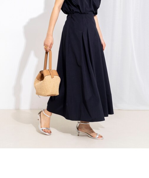 【一部WEB限定色アイテム】ウォッシャブル高機能タックフレアースカート