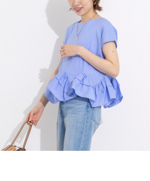 ウオッシャブルペプラムフリル2WAY半袖ブラウス