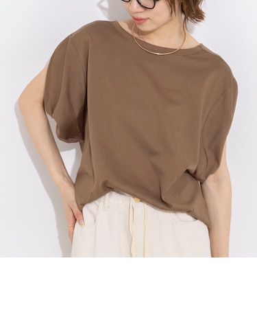 変形フレンチスリーブボートネックカットソー