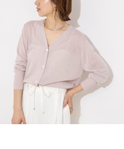 《手洗い可能/アンサンブル対応》ラメVネックカーディガン