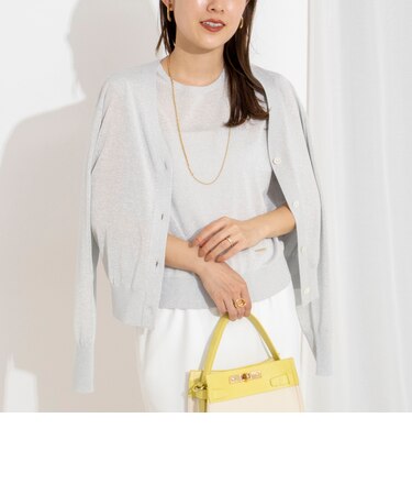 《手洗い可能/アンサンブル対応》ラメVネックカーディガン