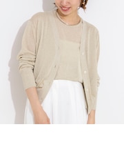 《手洗い可能/アンサンブル対応》ラメVネックカーディガン