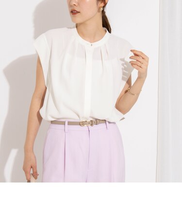ウォッシャブルストレッチジョーゼットフレンチスリーブブラウス