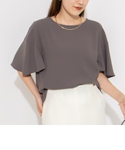 【WEB限定】ウォッシャブルストレッチジョーゼットラッフル袖ブラウス