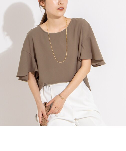 【WEB限定】ウォッシャブルストレッチジョーゼットラッフル袖ブラウス