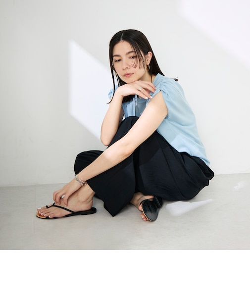 【WEB＆一部店舗限定サイズ】ウォッシャブルソフトタイプライタータックギャザーワイドパンツ