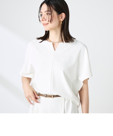 《セットアップ対応》ウォッシャブルツイルケープ風ブラウス