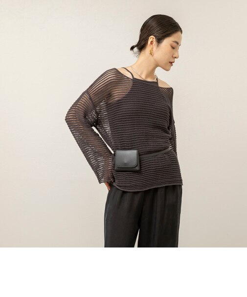 【MAQWEL/マクウェル】ウォッシャブル透かし編みサマーニットプルオーバー