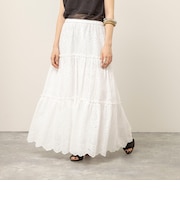 【MAQWEL/マクウェル】ウォッシャブルコツトンレースティアードスカート