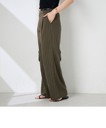 ウォッシャブルストライプタックパンツ