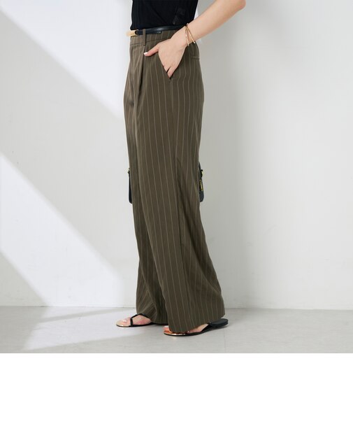 ウォッシャブルストライプタックパンツ