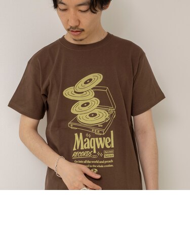 【MAQWEL/マクウェル】ウォッシャブル Maqwel RECORDS オープンエンドプリントTシャツ