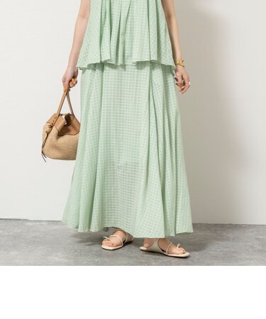 【WALANCE/ワランス】natural dye sheer cotton check flare スカート