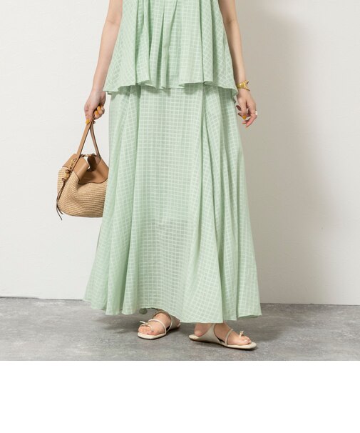 【WALANCE/ワランス】natural dye sheer cotton check flare スカート