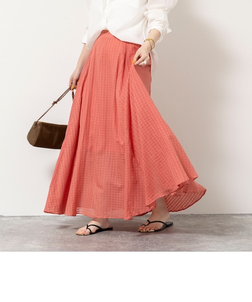 【WALANCE/ワランス】natural dye sheer cotton check flare スカート