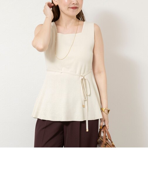 《手洗い可能》【TORRAZZO DONNA/トラッゾドンナ】2way Square Neck Knit ブラウス