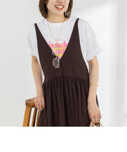 Wander lustウォッシャブルワイドシルエットプリントTシャツ
