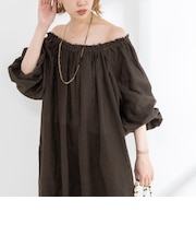 【WALANCE/ワランス】natural dye linen balloon sleeve dress