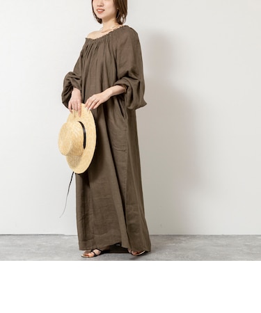 【WALANCE/ワランス】natural dye linen balloon sleeve dress