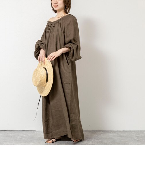 【WALANCE/ワランス】natural dye linen balloon sleeve dress