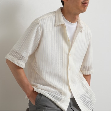 レースワンナップカラー 半袖ニットシャツ 26SS