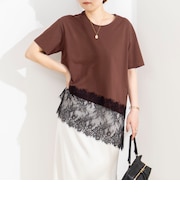 ウォッシャブル裾レースイレヘムＴシャツ