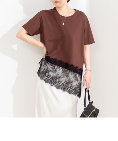 ウォッシャブル裾レースイレヘムTシャツ