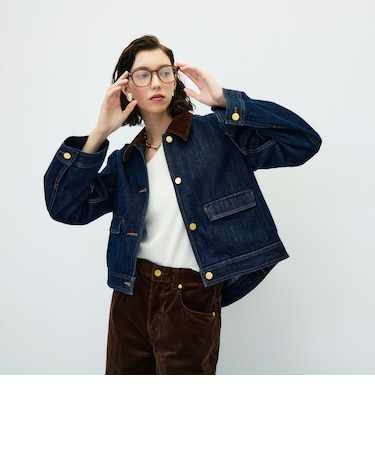 【RM denim】コーデュロイ襟2WAYフレアショート丈Gジャン