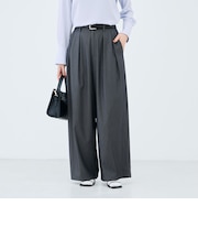 《セットアップ対応》ウォッシャブルバイオツイルタックワイドパンツ