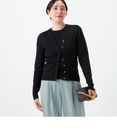 《手洗い可能》《アンサンブル対応》16GマレーリブVネックカーディガン