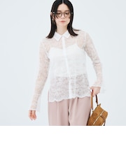 【WEB＆一部店舗限定カラーアイテム】ウォッシャブルレースシャツブラウス