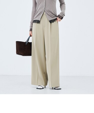 ウォッシャブル強撚ツイルワイドパンツ