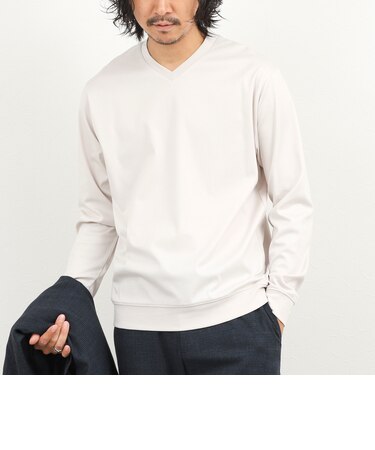 《ビジカジ対応》シルケットスムース Vネック ドレスロンT 26AW