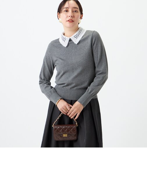 《手洗い可能》襟レース取りはずしプルオーバー