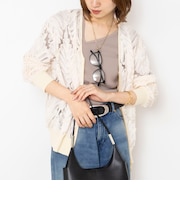 《手洗い可能》チュール刺繍ZIPカーディガン