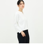 《UVカット/接触冷感/セットアップ対応》ウォッシャブルダンボールキーネックプルオーバー