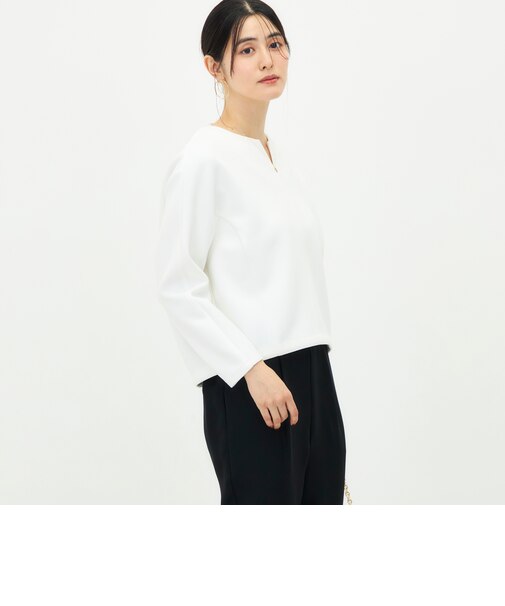 《UVカット/接触冷感/セットアップ対応》ウォッシャブルダンボールキーネックプルオーバー