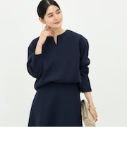 《UVカット/接触冷感/セットアップ対応》ウォッシャブルダンボールキーネックプルオーバー
