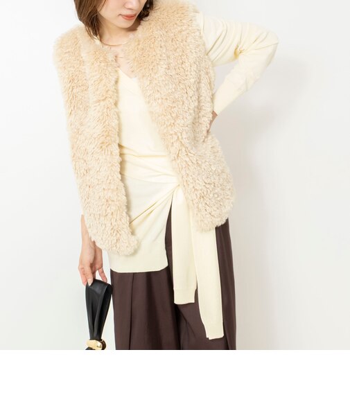 【 SHOP PRESS二見別注カラー】レイヤードピース付きVネックプルオーバー