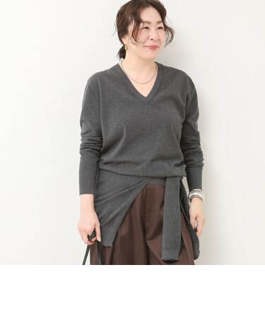 【 SHOP PRESS二見別注カラー】レイヤードピース付きVネックプルオーバー