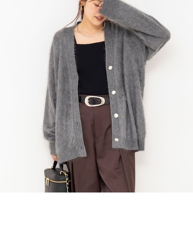 カシミヤファー加工Vネックカーディガン
