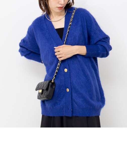 カシミヤファー加工Vネックカーディガン