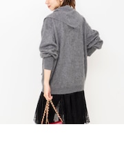 カシミヤファー加工クルーネックプルオーバー ミニストール付き