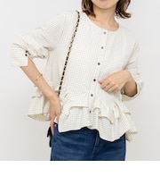【WEB限定】ウォッシャブル2WAYチェックペプラムフリルブラウス
