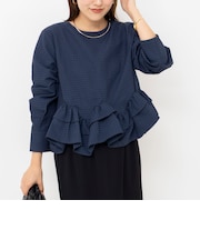 【WEB限定】ウォッシャブル2WAYチェックペプラムフリルブラウス