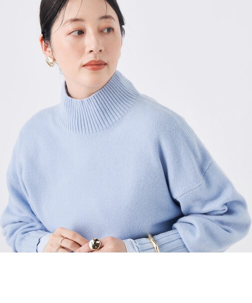 カシミヤ混紡毛ハイネックプルオーバー