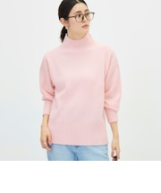 カシミヤ混紡毛ハイネックプルオーバー