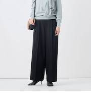 【一部WEB限定サイズ】《抗ピル/防シワ》ウォッシャブルポリウール梳毛タックワイドパンツ