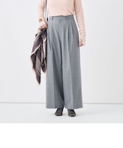 【一部WEB限定サイズ】《抗ピル/防シワ》ウォッシャブルポリウール梳毛タックワイドパンツ